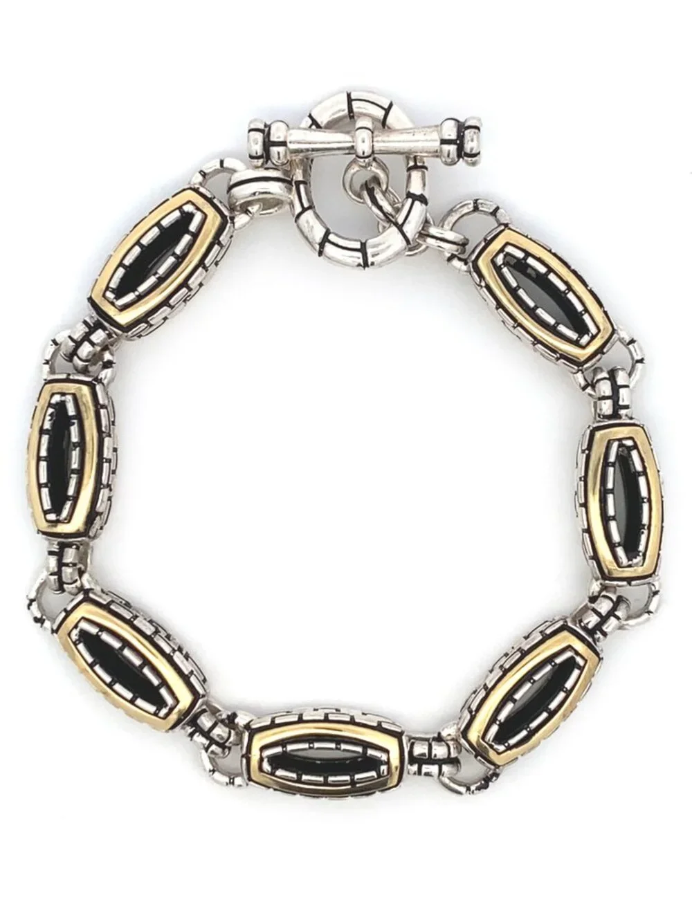 Vintage Sterling Silver and 18ky Gold John Atencio Capture Toggle Bracelet